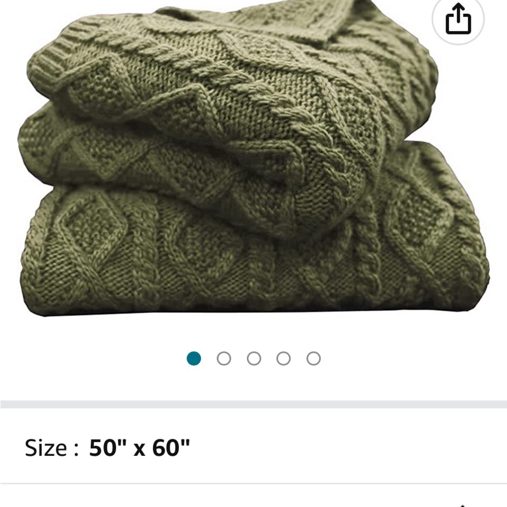 HiEnd Accent Green cable knitted throw 50 x 60 NEW.